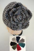 Wider Hand Knitted Ear Band w/ Flower [Metallic Accent]